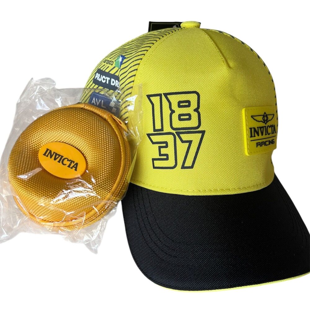 Invicta Single Watch Travel Case AND Invicta Racing Men's Hat Yellow  Brand New